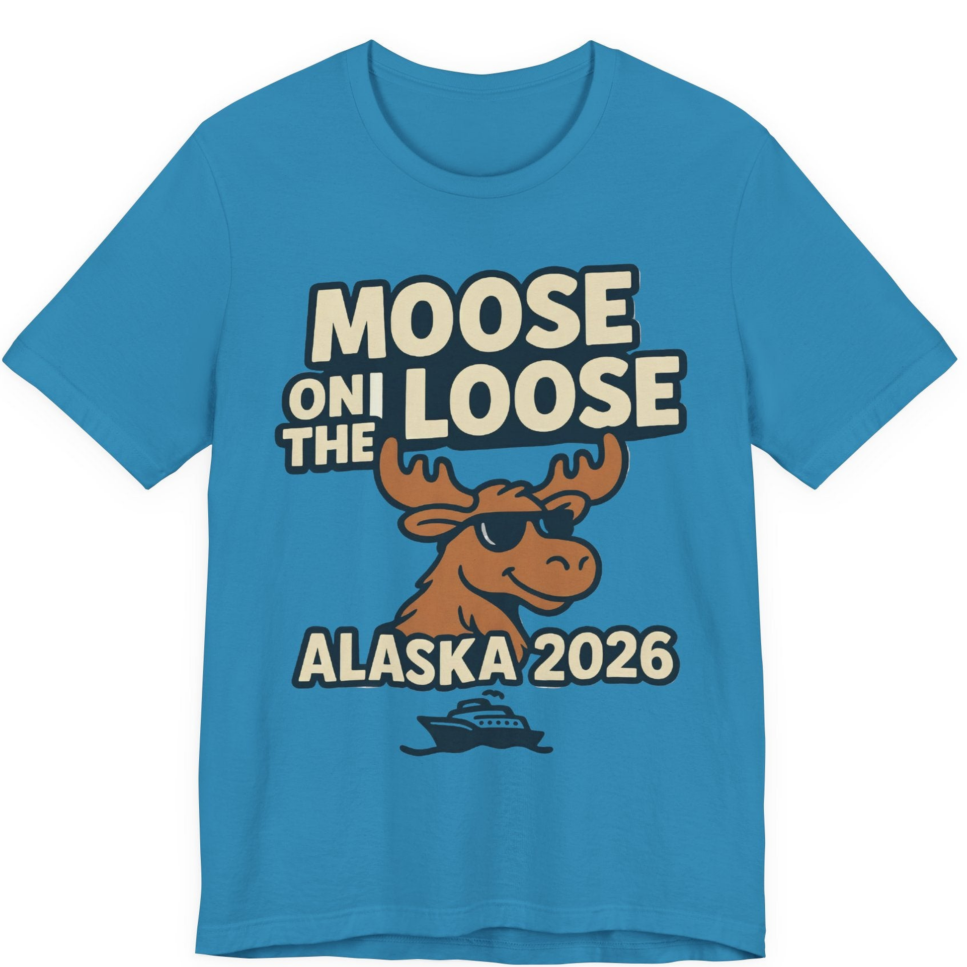Moose on the Loose Alaska 2026 Cruise Cartoon Funny Shirt — Premium Tee Premium T-Shirt – Aqua – Alaska Cruise Shirts