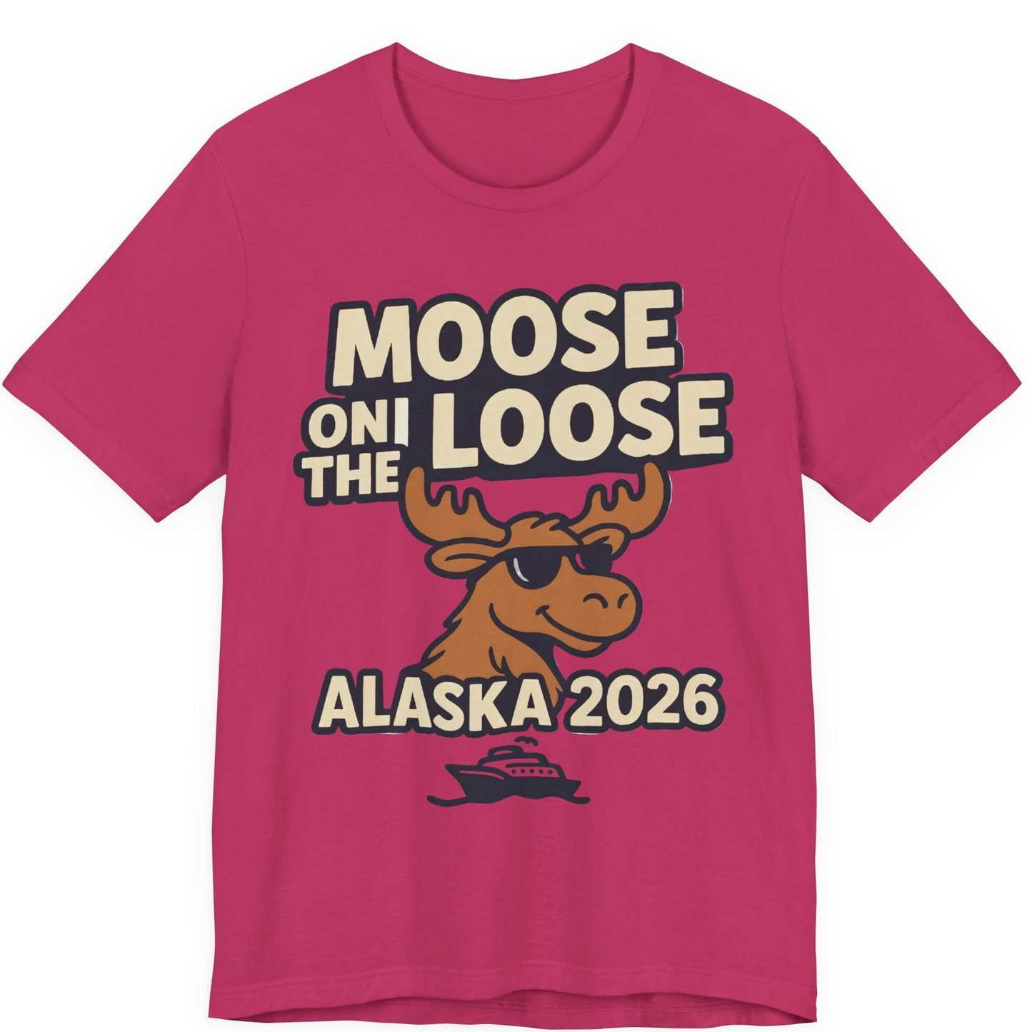 Moose on the Loose Alaska 2026 Cruise Cartoon Funny Shirt — Premium Tee Premium T-Shirt – Berry – Alaska Cruise Shirts