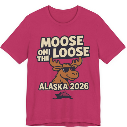 Moose on the Loose Alaska 2026 Cruise Cartoon Funny Shirt — Premium Tee Premium T-Shirt – Berry – Alaska Cruise Shirts