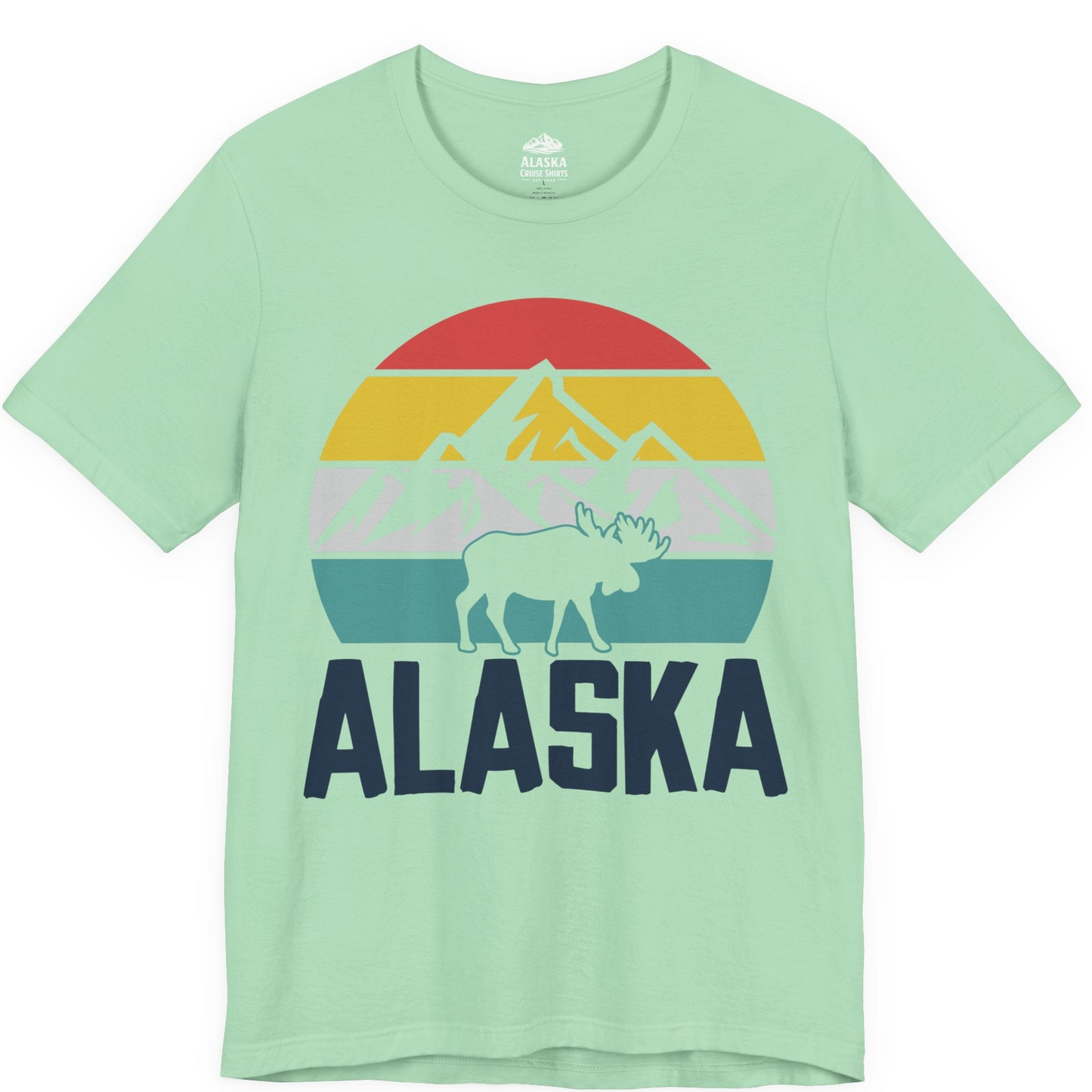 Retro Alaska Moose Silhouette Shirt Premium T-Shirt – Mint – Alaska Cruise Shirts