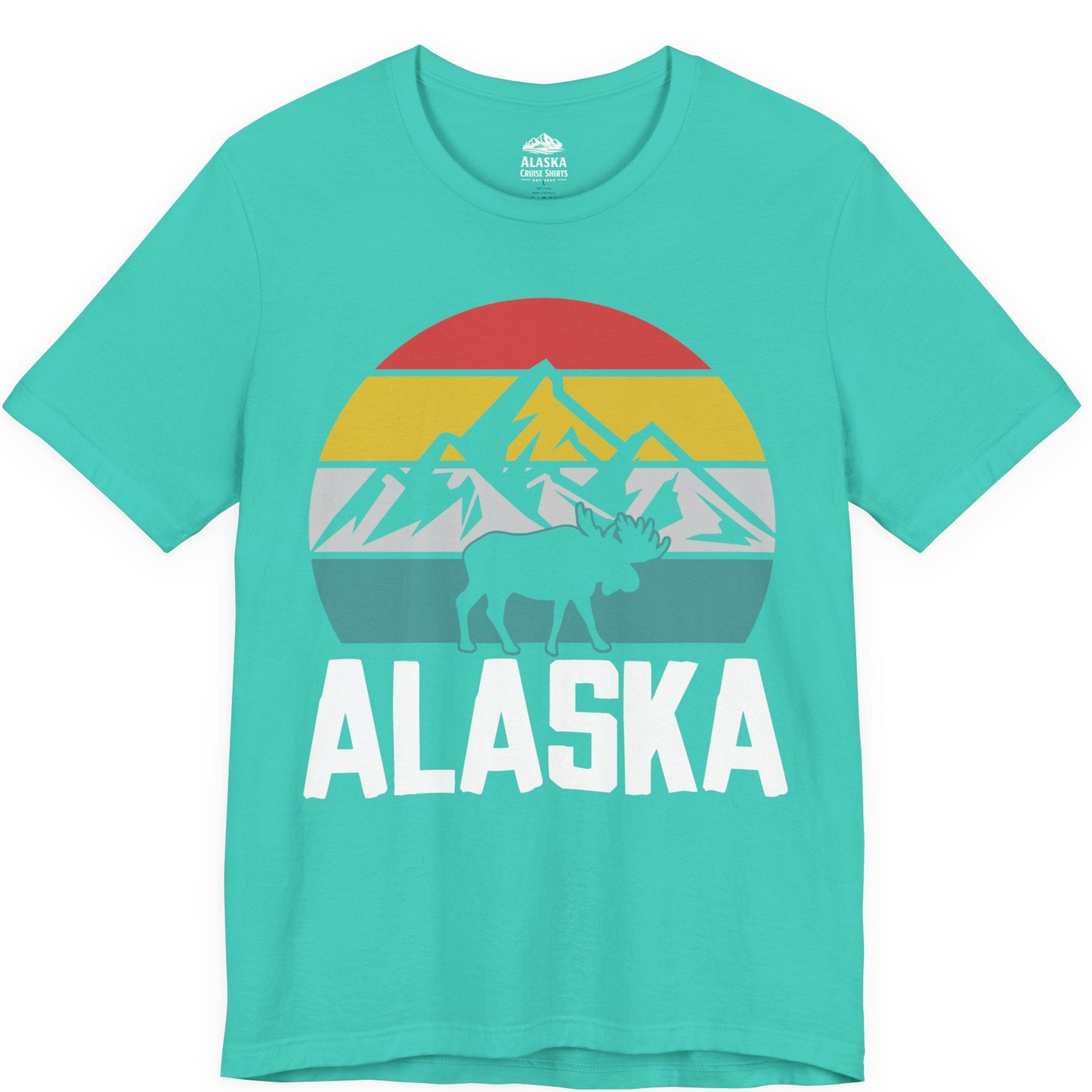 Retro Alaska Moose Silhouette Shirt Premium T-Shirt – Teal – Alaska Cruise Shirts