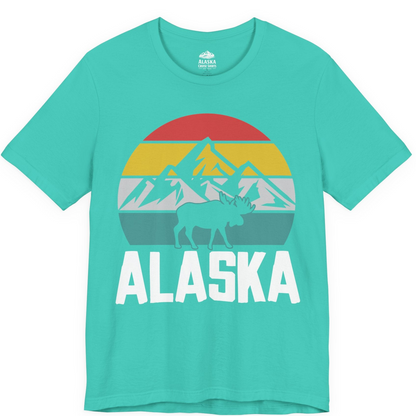 Retro Alaska Moose Silhouette Shirt Premium T-Shirt – Teal – Alaska Cruise Shirts