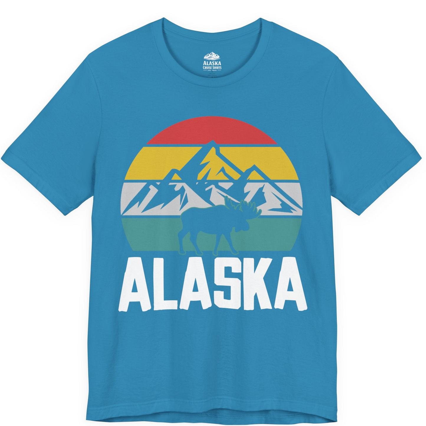 Retro Alaska Moose Silhouette Shirt Premium T-Shirt – Aqua – Alaska Cruise Shirts