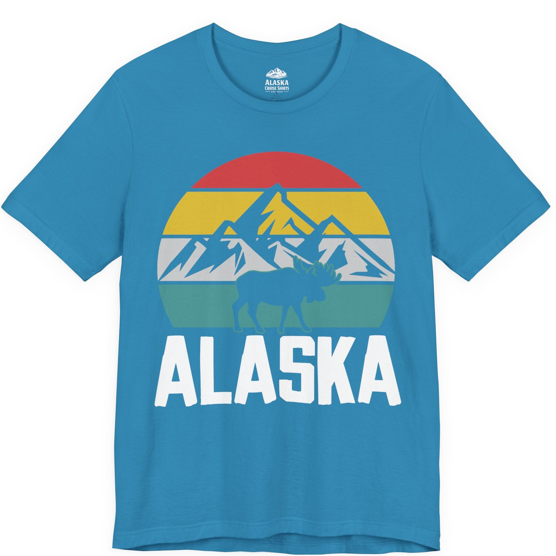 Retro Alaska Moose Silhouette Shirt Premium T-Shirt – Aqua – Alaska Cruise Shirts