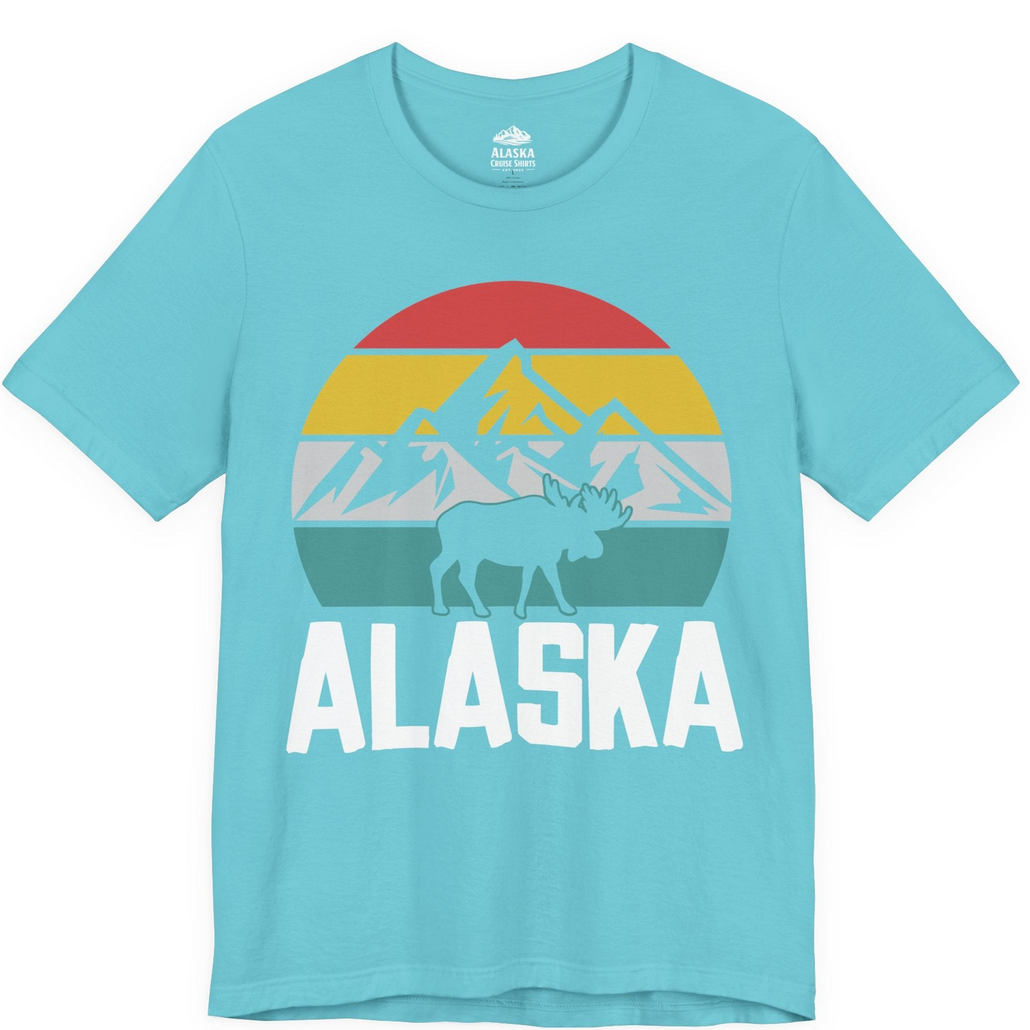 Retro Alaska Moose Silhouette Shirt Premium T-Shirt – Turquoise – Alaska Cruise Shirts