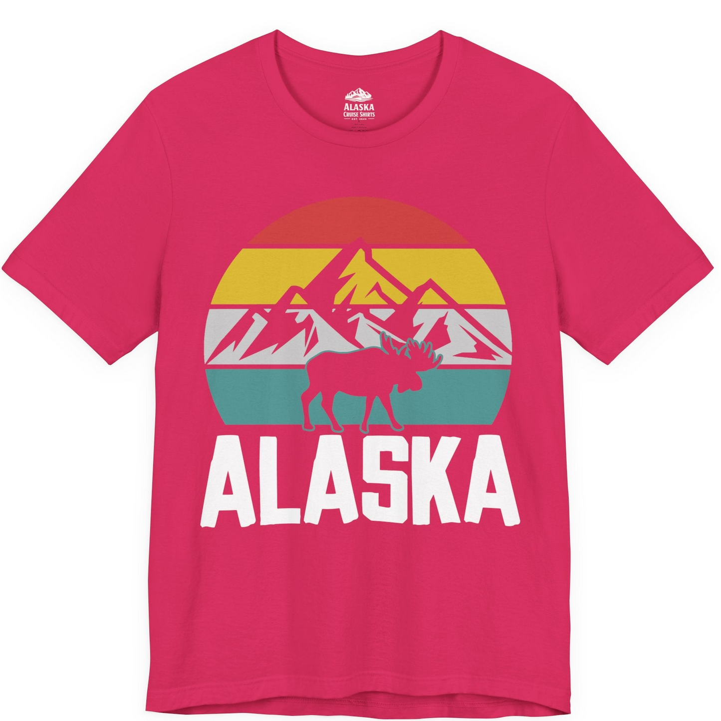 Retro Alaska Moose Silhouette Shirt Premium T-Shirt – Fuchsia – Alaska Cruise Shirts