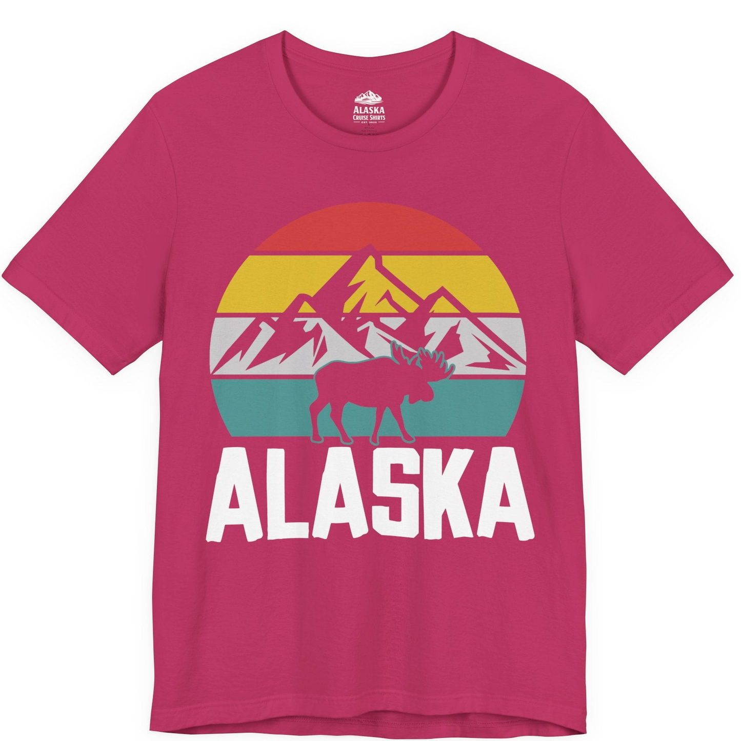 Retro Alaska Moose Silhouette Shirt Premium T-Shirt – Berry – Alaska Cruise Shirts