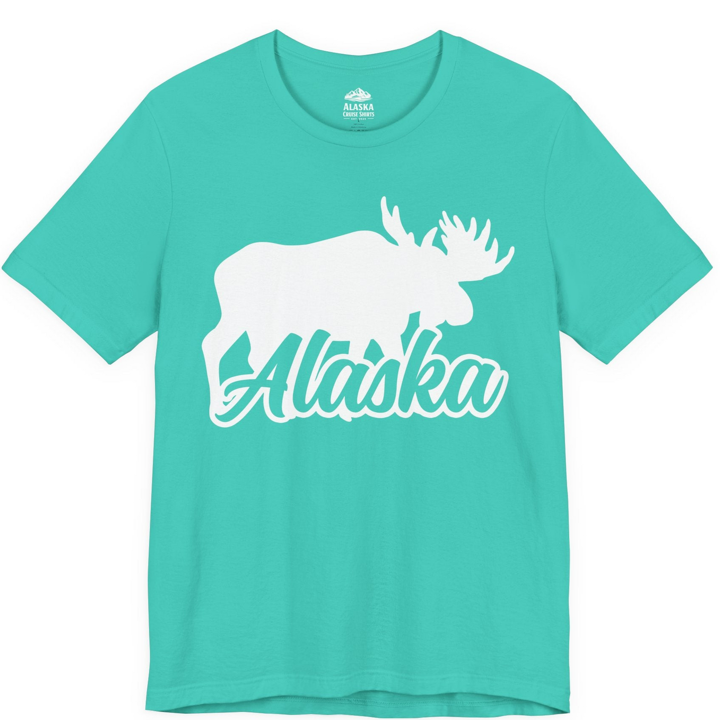 Alaska Moose Wildlife Silhouette Shirt Premium T-Shirt – Teal – Alaska Cruise Shirts