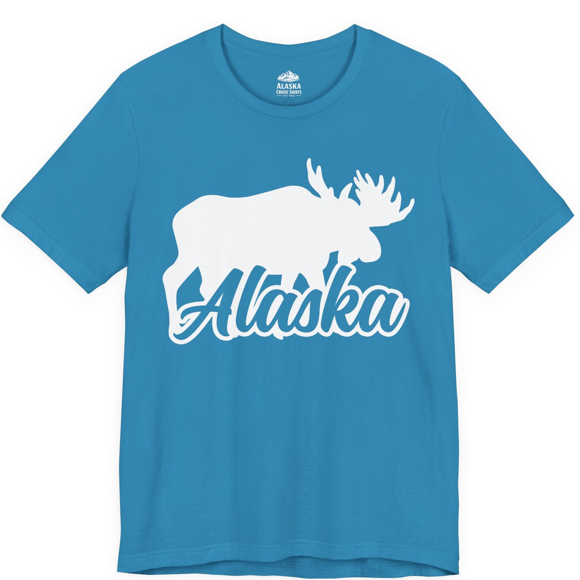 Alaska Moose Wildlife Silhouette Shirt Premium T-Shirt – Aqua – Alaska Cruise Shirts
