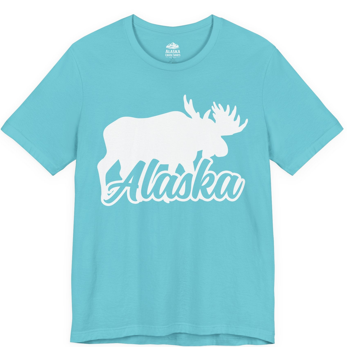 Alaska Moose Wildlife Silhouette Shirt Premium T-Shirt – Turquoise – Alaska Cruise Shirts