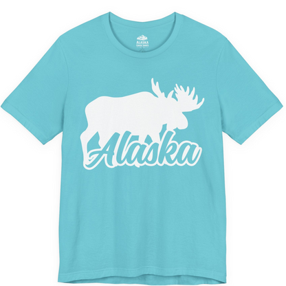 Alaska Moose Wildlife Silhouette Shirt Premium T-Shirt – Turquoise – Alaska Cruise Shirts