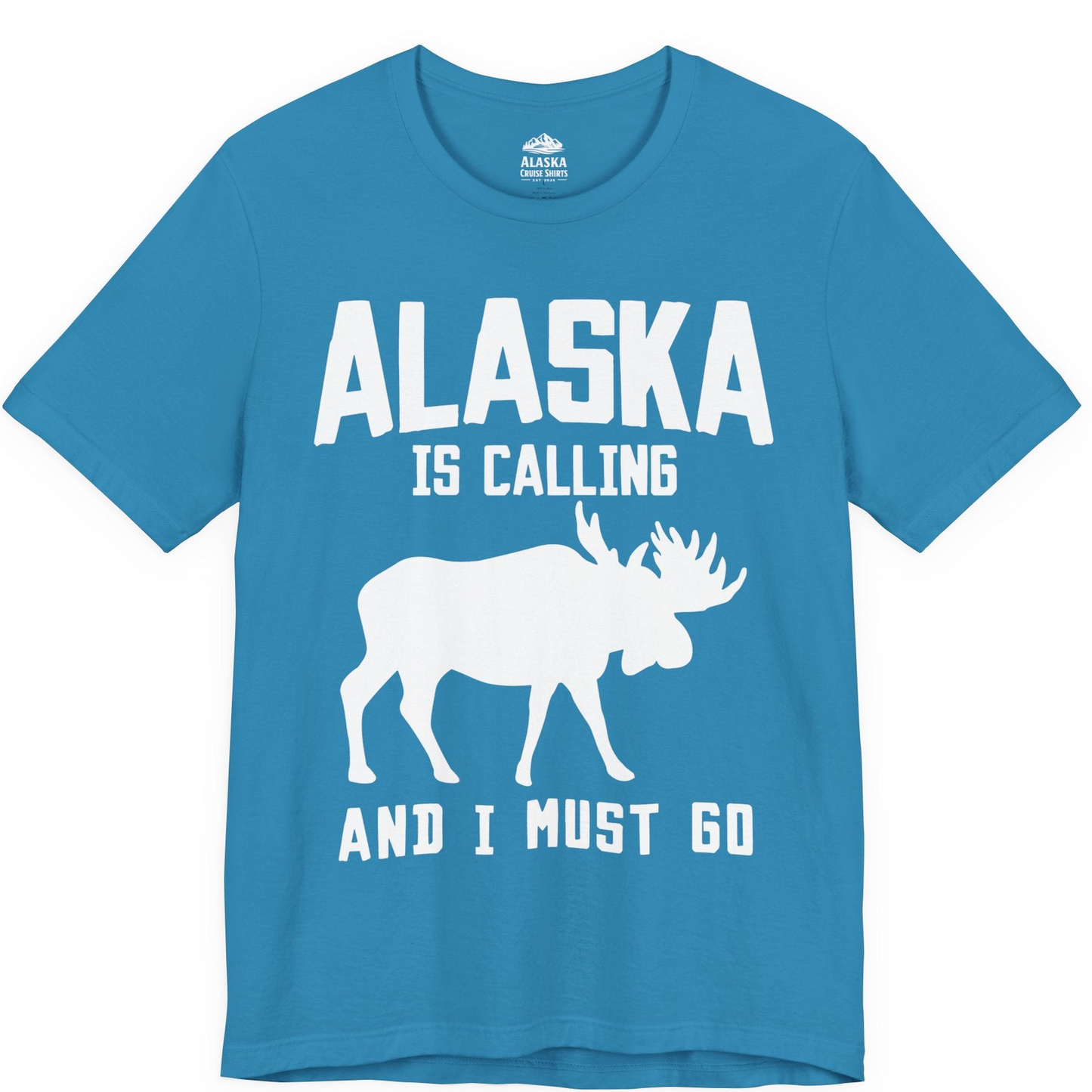 Alaska Is Calling Moose Silhouette Shirt Premium T-Shirt – Aqua – Alaska Cruise Shirts