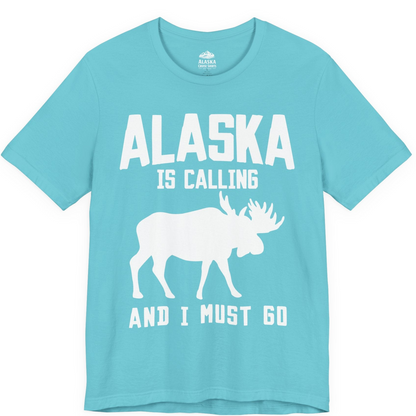Alaska Is Calling Moose Silhouette Shirt Premium T-Shirt – Turquoise – Alaska Cruise Shirts
