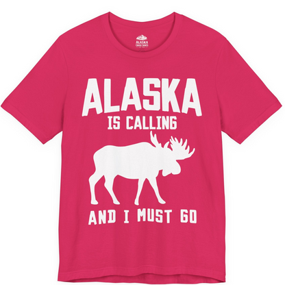 Alaska Is Calling Moose Silhouette Shirt Premium T-Shirt – Fuchsia – Alaska Cruise Shirts