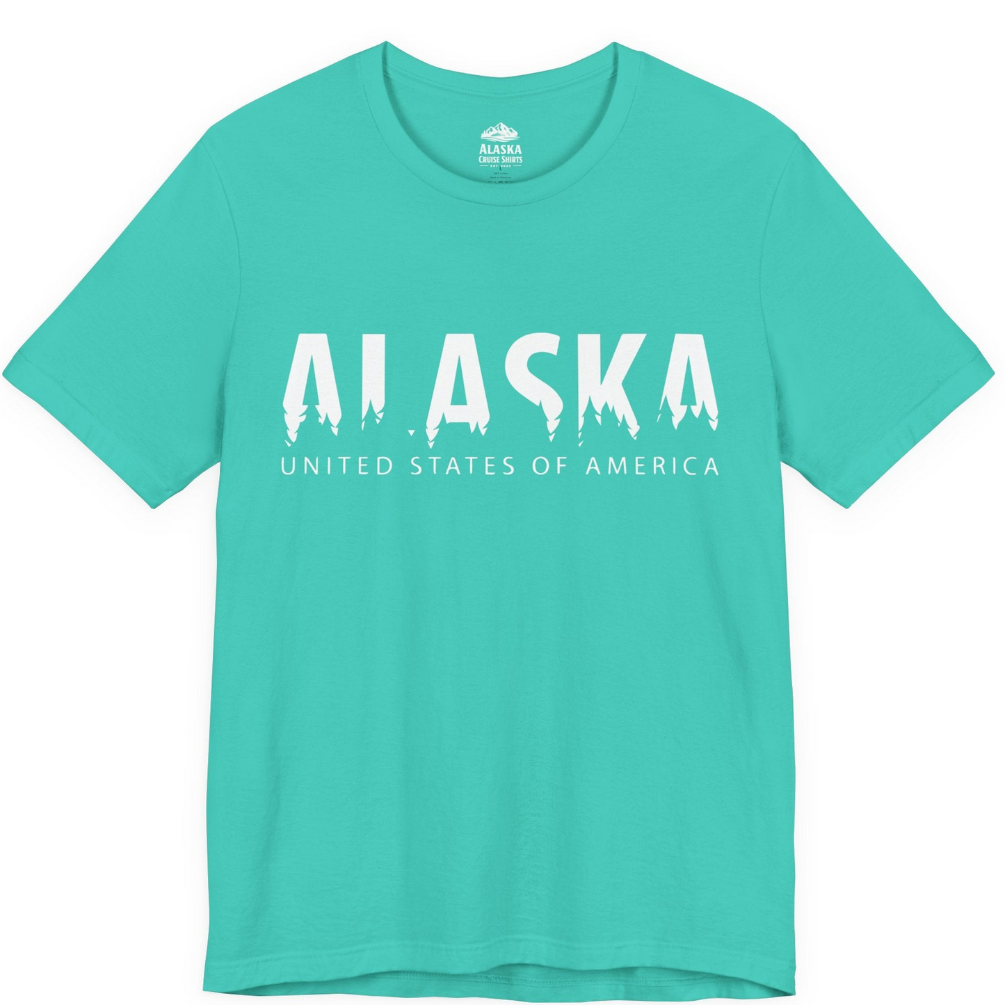 Alaska United States Typography Shirt Premium T-Shirt – Teal – Alaska Cruise Shirts
