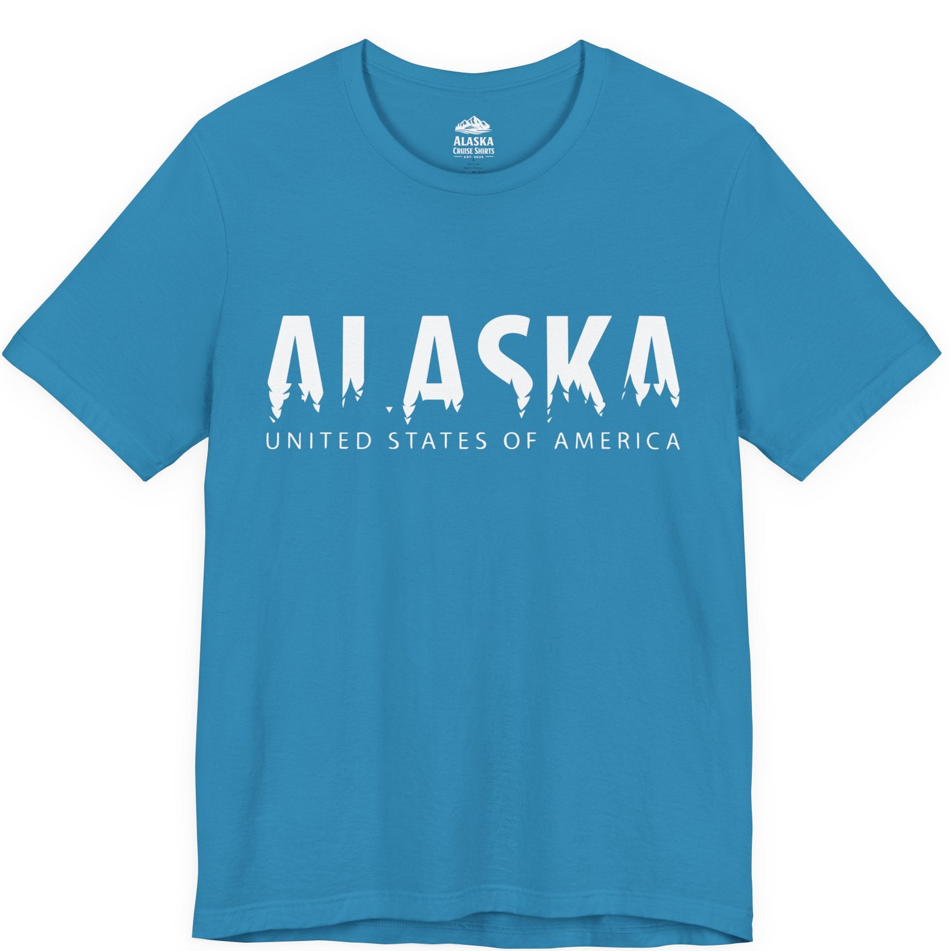 Alaska United States Typography Shirt Premium T-Shirt – Aqua – Alaska Cruise Shirts