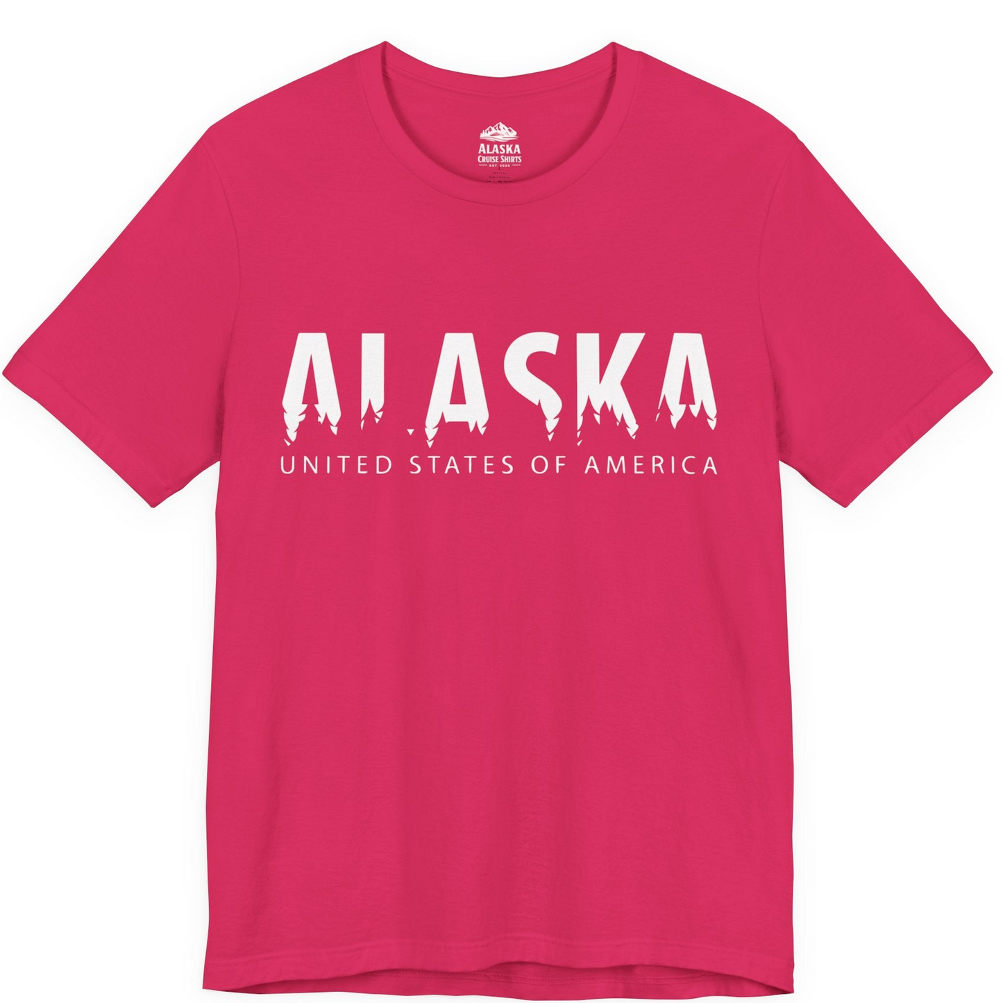 Alaska United States Typography Shirt Premium T-Shirt – Fuchsia – Alaska Cruise Shirts