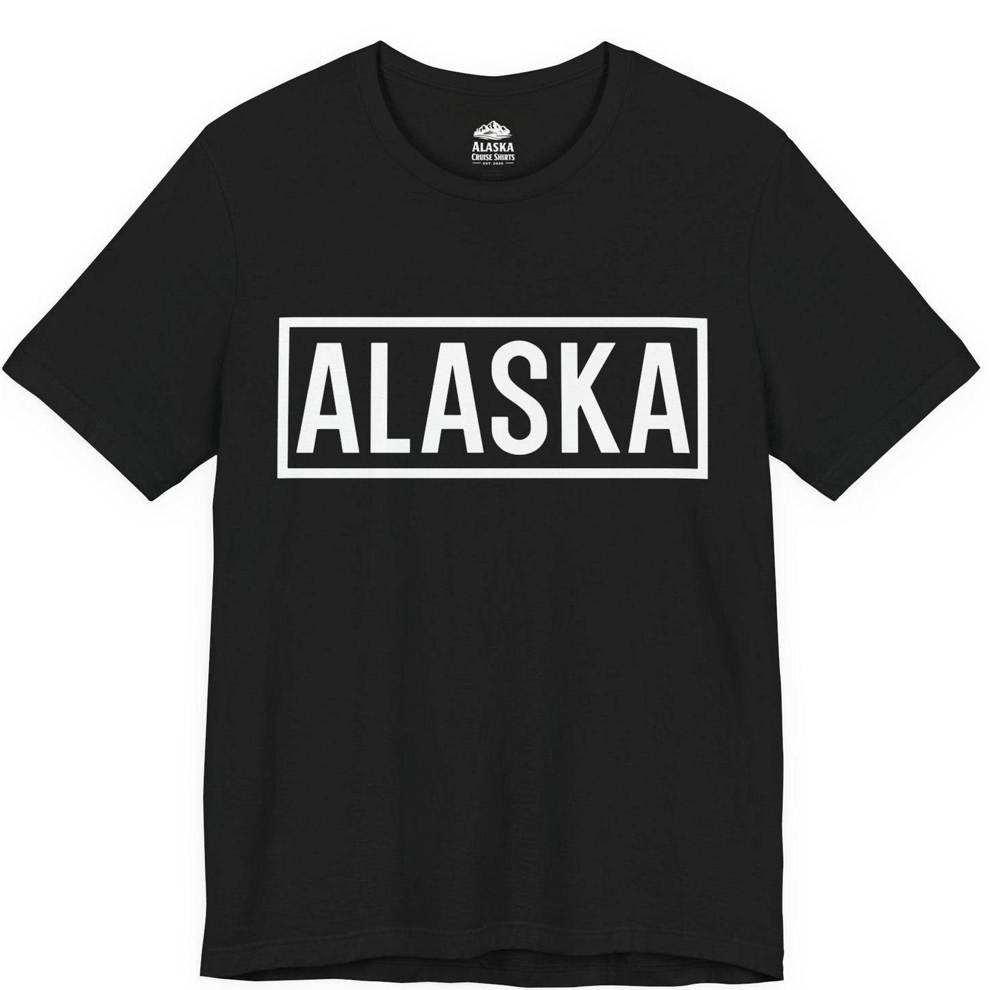 Alaska Bold Text Minimalist Monochrome Graphic Shirt for Travelers — Premium Tee Premium T-Shirt – Black – Alaska Cruise Shirts