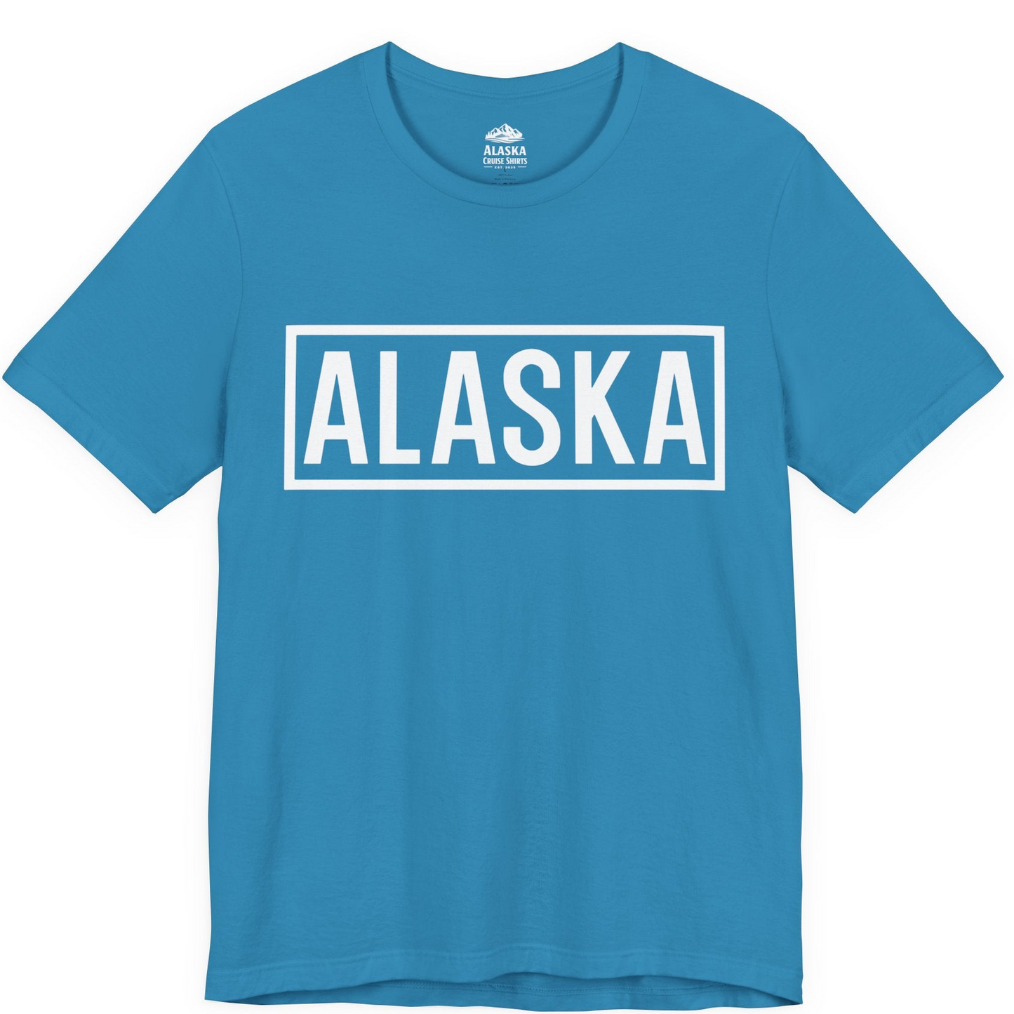 Alaska Bold Text Minimalist Monochrome Graphic Shirt for Travelers — Premium Tee Premium T-Shirt – Aqua – Alaska Cruise Shirts