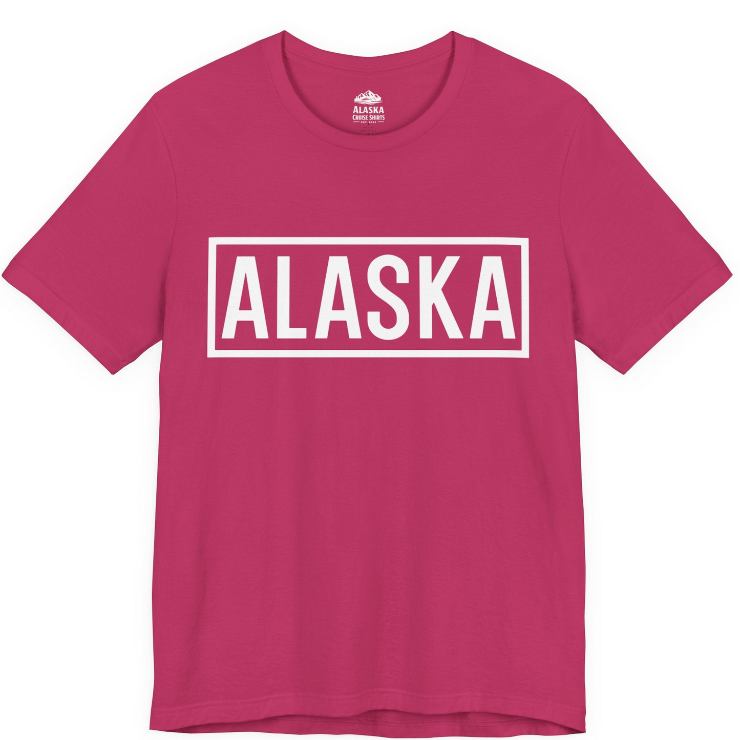 Alaska Bold Text Minimalist Monochrome Graphic Shirt for Travelers — Premium Tee Premium T-Shirt – Berry – Alaska Cruise Shirts