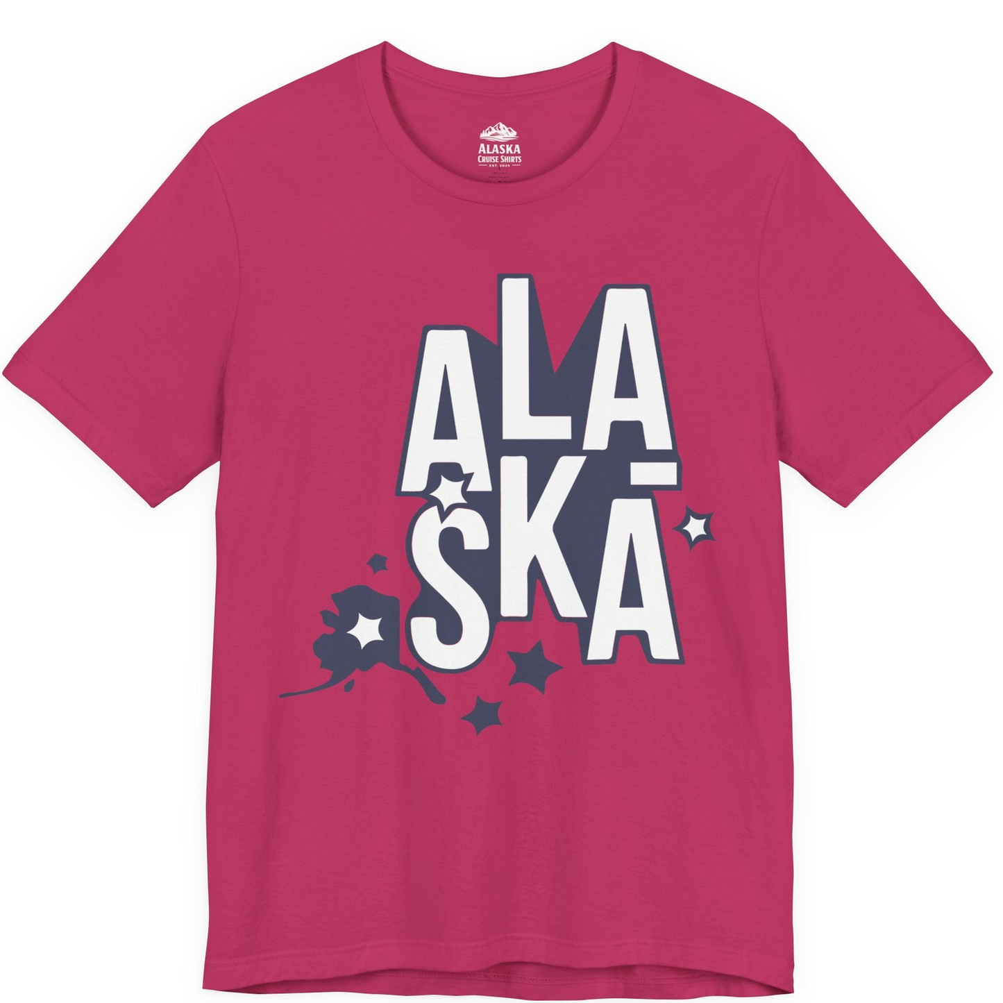Alaska Stars Bold Typography Shirt Premium T-Shirt – Berry – Alaska Cruise Shirts