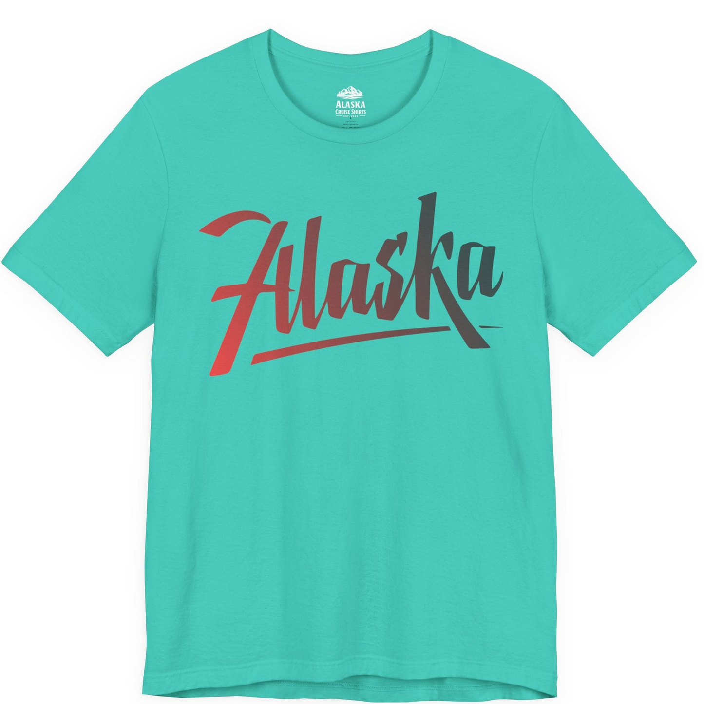 Alaska Script Wordmark Shirt Premium T-Shirt – Teal – Alaska Cruise Shirts