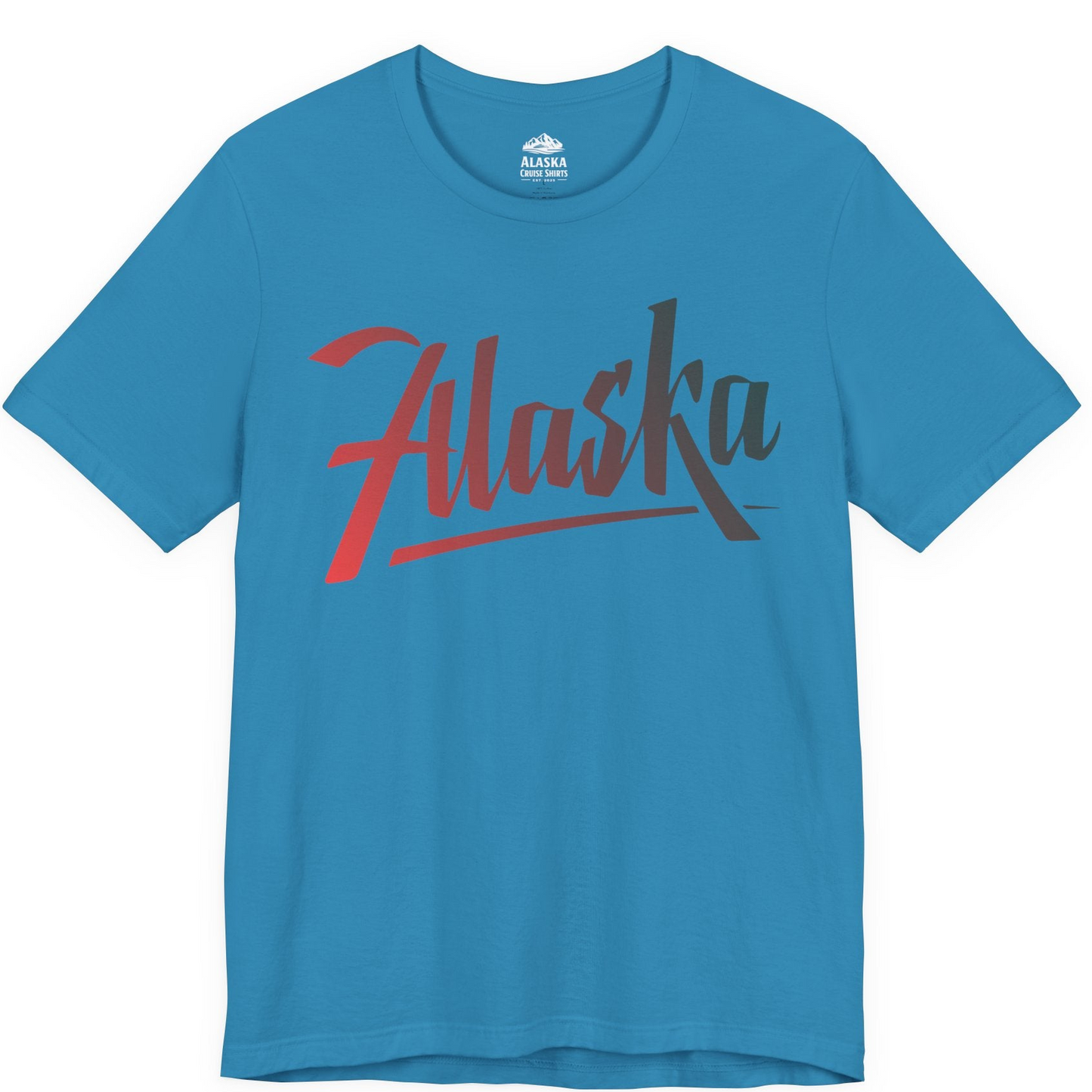 Alaska Script Wordmark Shirt Premium T-Shirt – Aqua – Alaska Cruise Shirts