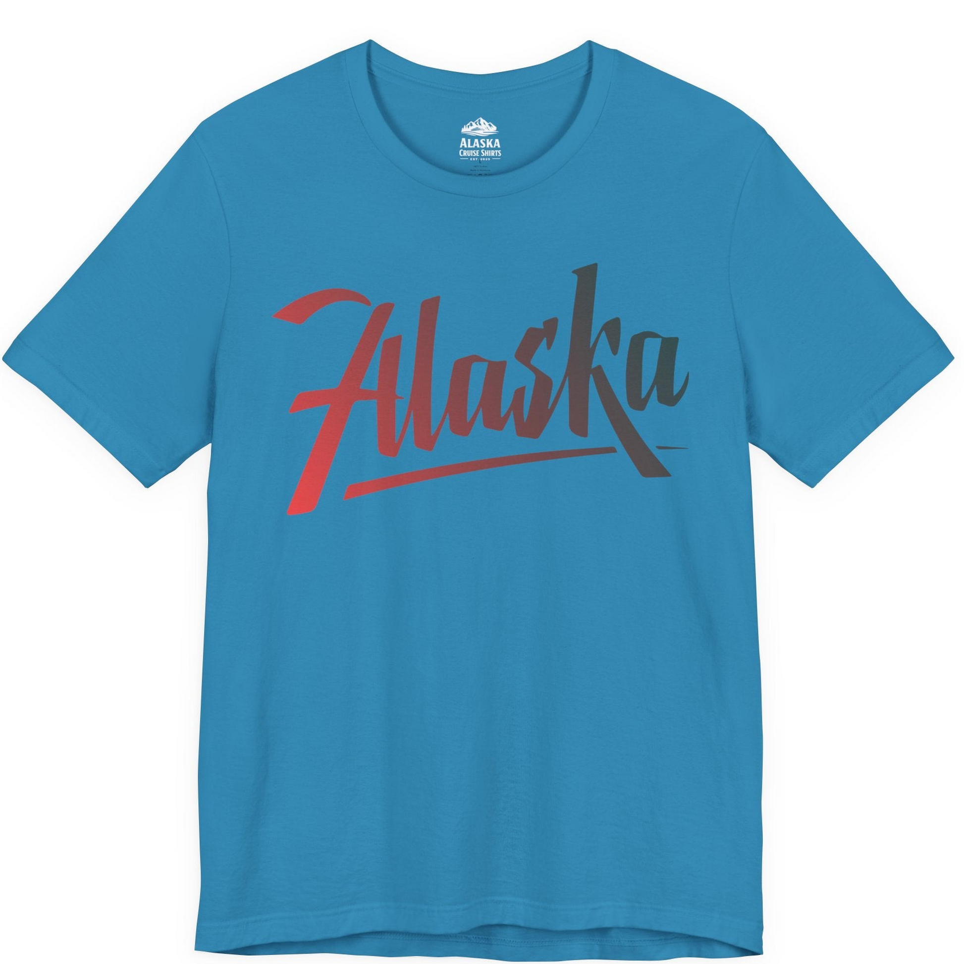 Alaska Script Wordmark Shirt Premium T-Shirt – Aqua – Alaska Cruise Shirts