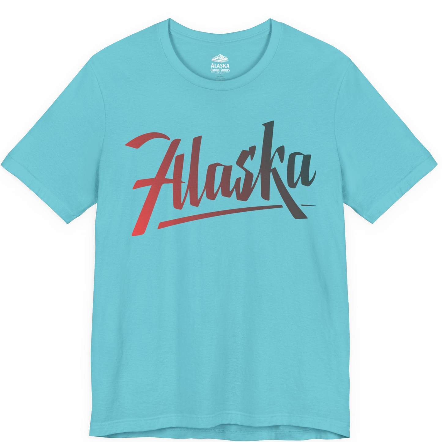 Alaska Script Wordmark Shirt Premium T-Shirt – Turquoise – Alaska Cruise Shirts