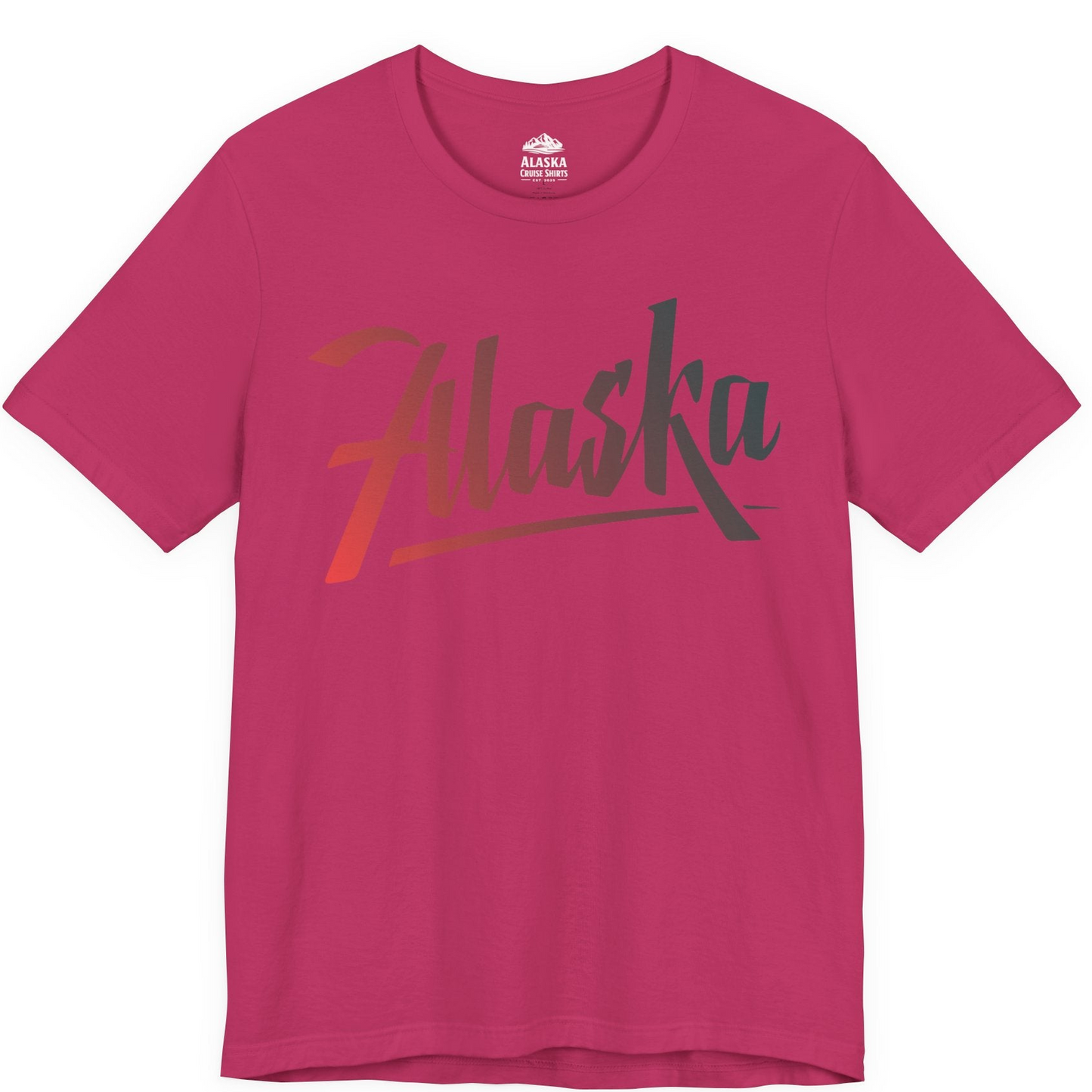 Alaska Script Wordmark Shirt Premium T-Shirt – Berry – Alaska Cruise Shirts