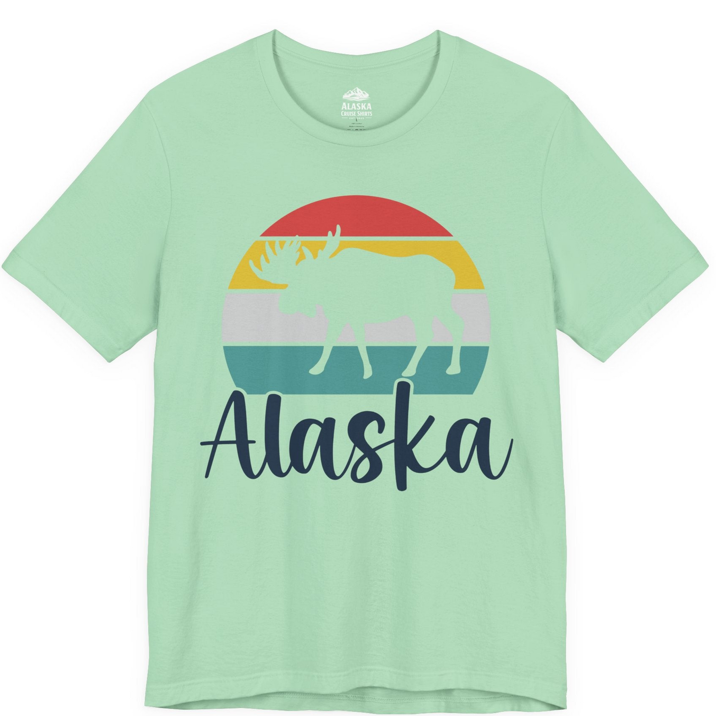 Retro Alaska Moose Silhouette Shirt Premium T-Shirt – Mint – Alaska Cruise Shirts