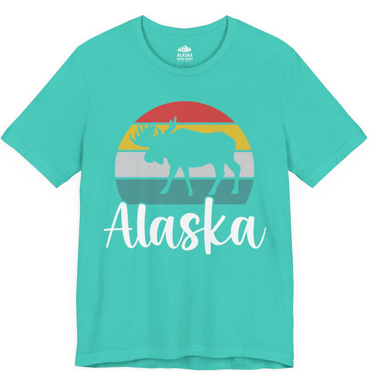 Retro Alaska Moose Silhouette Shirt Premium T-Shirt – Teal – Alaska Cruise Shirts
