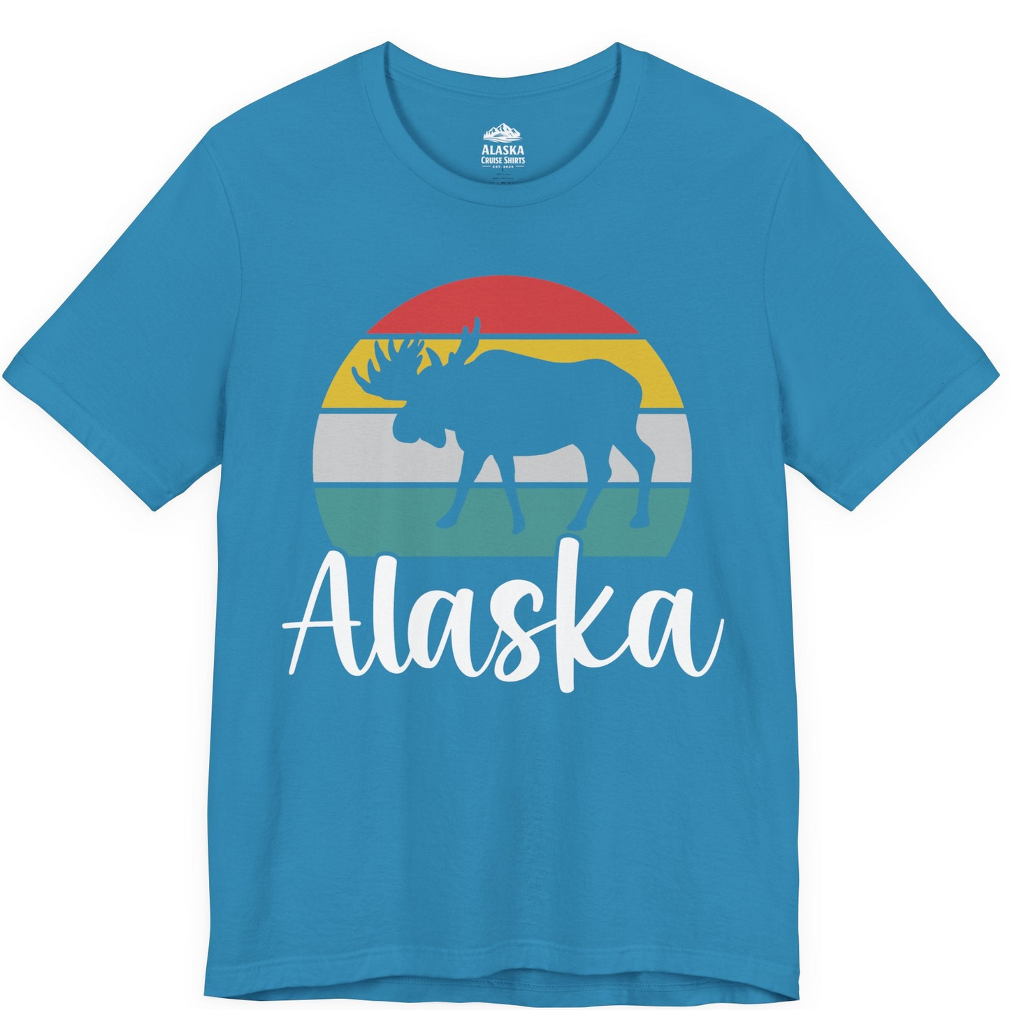 Retro Alaska Moose Silhouette Shirt Premium T-Shirt – Aqua – Alaska Cruise Shirts
