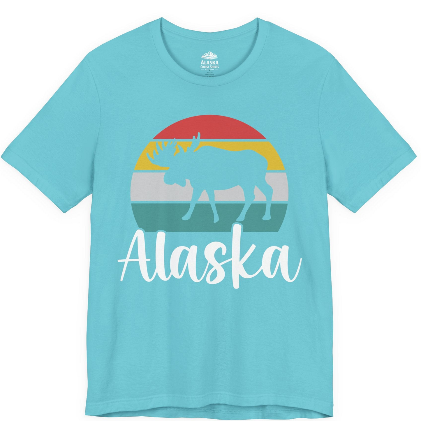 Retro Alaska Moose Silhouette Shirt Premium T-Shirt – Turquoise – Alaska Cruise Shirts