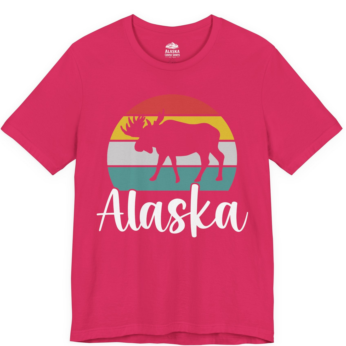 Retro Alaska Moose Silhouette Shirt Premium T-Shirt – Fuchsia – Alaska Cruise Shirts