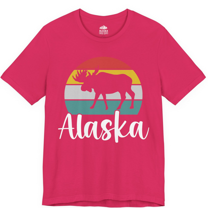 Retro Alaska Moose Silhouette Shirt Premium T-Shirt – Fuchsia – Alaska Cruise Shirts