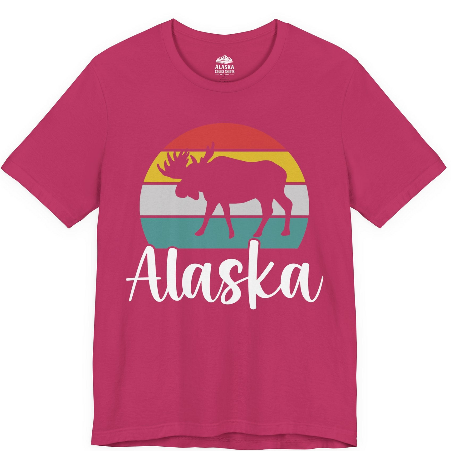 Retro Alaska Moose Silhouette Shirt Premium T-Shirt – Berry – Alaska Cruise Shirts