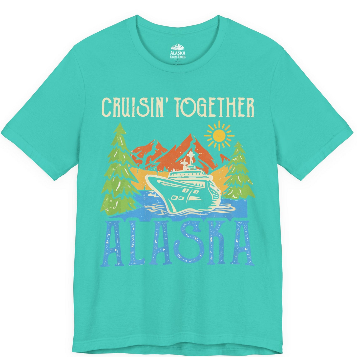 Alaska Cruise Adventure Nature Landscape Retro Family Shirt — Premium Tee Premium T-Shirt – Teal – Alaska Cruise Shirts