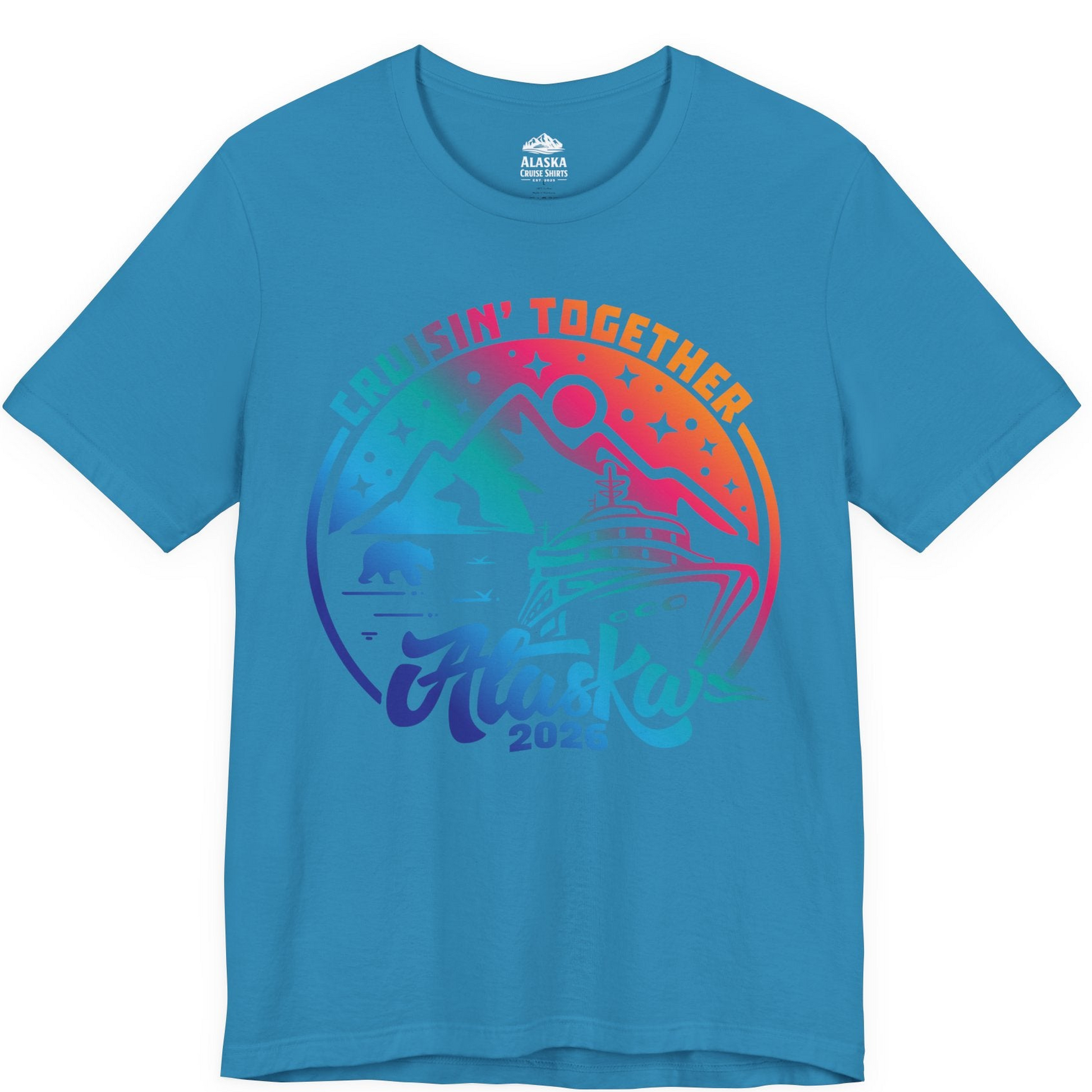 Alaska Cruise Adventure Mountains Wildlife Retro Family Group Shirt 2026 — Premium Tee Premium T-Shirt – Aqua – Alaska Cruise Shirts