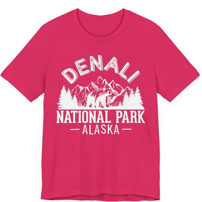 Denali National Park Bear Mountains Vintage Alaska Nature Shirt — Premium Tee Premium T-Shirt – Fuchsia – Alaska Cruise Shirts