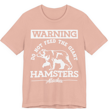 Funny Alaska Bear Warning Parody Do Not Feed the Giant Hamsters Shirt — Premium Tee Premium T-Shirt – Peach – Alaska Cruise Shirts