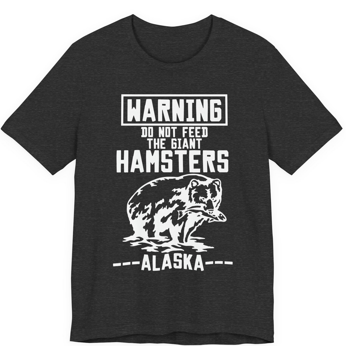 Funny Alaska Bear Warning Sign Shirt Premium T-Shirt – Dark Grey Heather – Alaska Cruise Shirts