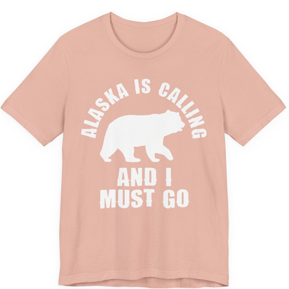 Alaska Is Calling Bear Silhouette Adventure Shirt Premium T-Shirt – Peach – Alaska Cruise Shirts