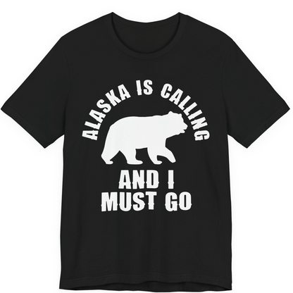 Alaska Is Calling Bear Silhouette Adventure Shirt Premium T-Shirt – Black – Alaska Cruise Shirts
