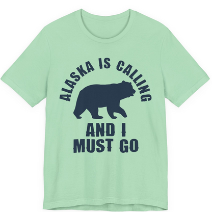 Alaska Is Calling Bear Silhouette Adventure Shirt Premium T-Shirt – Mint – Alaska Cruise Shirts