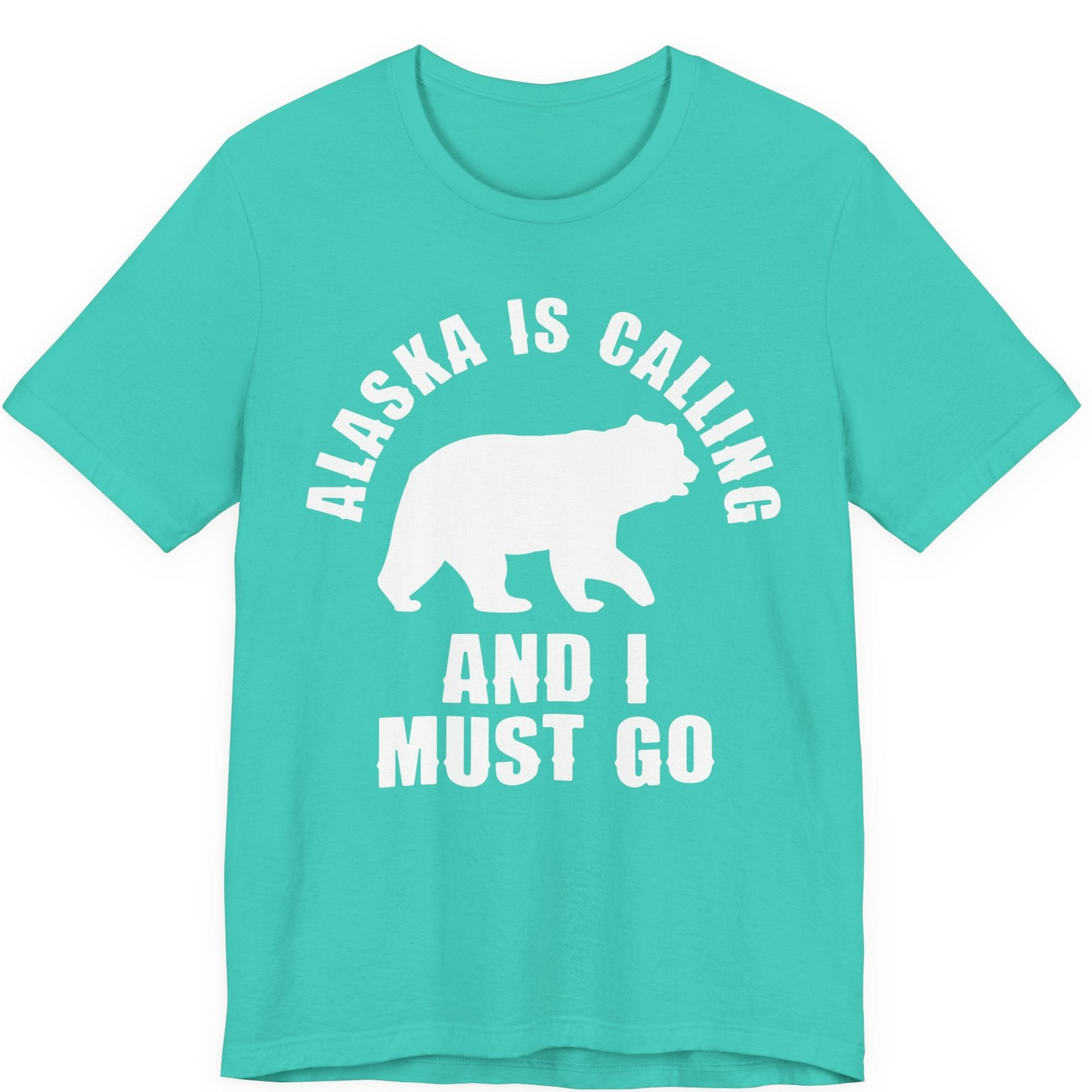 Alaska Is Calling Bear Silhouette Adventure Shirt Premium T-Shirt – Teal – Alaska Cruise Shirts