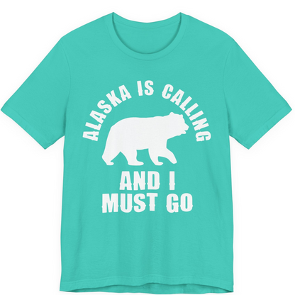 Alaska Is Calling Bear Silhouette Adventure Shirt Premium T-Shirt – Teal – Alaska Cruise Shirts
