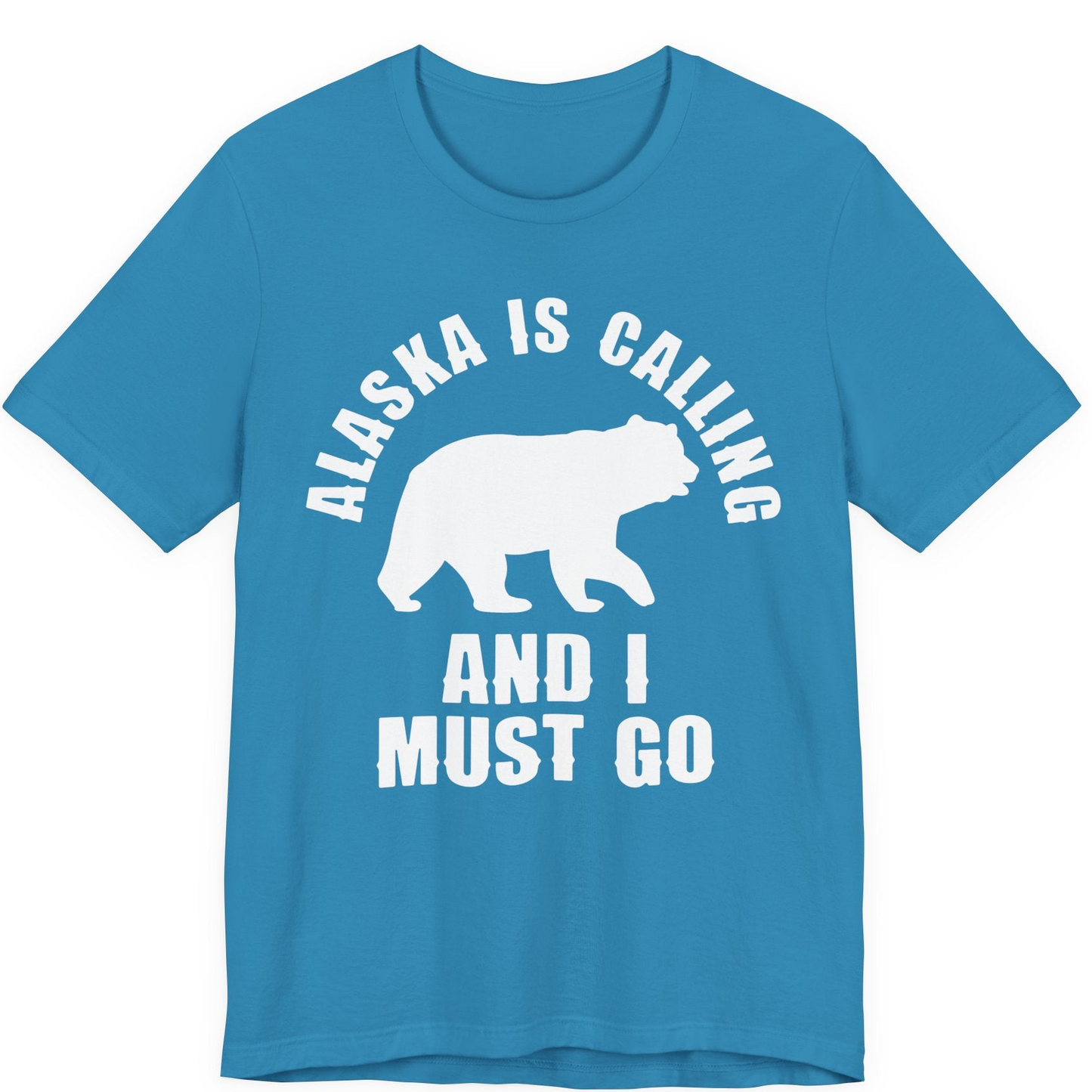 Alaska Is Calling Bear Silhouette Adventure Shirt Premium T-Shirt – Aqua – Alaska Cruise Shirts
