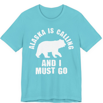 Alaska Is Calling Bear Silhouette Adventure Shirt Premium T-Shirt – Turquoise – Alaska Cruise Shirts