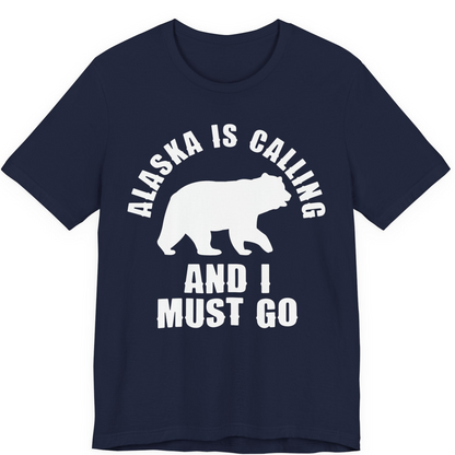 Alaska Is Calling Bear Silhouette Adventure Shirt Premium T-Shirt – Navy – Alaska Cruise Shirts